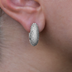 Diamond Puffed Mariner Hoop Earrings in White Gold