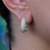Diamond Puffed Mariner Hoop Earrings in White Gold
