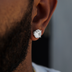 Pendientes de oro blanco con diamante redondo talla 10mm