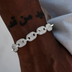 Pulsera de eslabones marineros inflados con diamantes en oro blanco - 12 mm