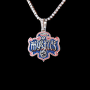 Colgante del logotipo oficial de la WNBA de las Washington Mystics en oro blanco
