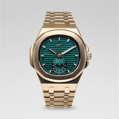 39MM Visionary Plain Case & Green Dial Watch - Yellow Gold
