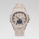 Reloj de caja completamente helada Visionary de 39 mm y correa de acero - Oro amarillo