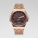 Reloj de 39MM con caja lisa Visionary y esfera chocolate - Oro rosa