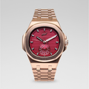 Reloj de caja lisa Visionary de 39 mm y esfera roja - Oro rosa