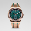 Reloj de 39 mm con banda de acero y piedra esmeralda helada Visionary - Oro Rosa