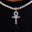 Iced Ankh Cross Pendant in Rose Gold