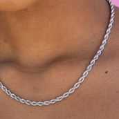 Collar de soga de oro blanco - 4mm