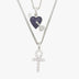 Conjunto de corazón y cruz en oro blanco