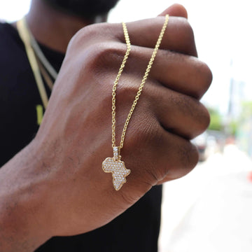 Solid Gold Africa Map Pendant-VS Diamonds