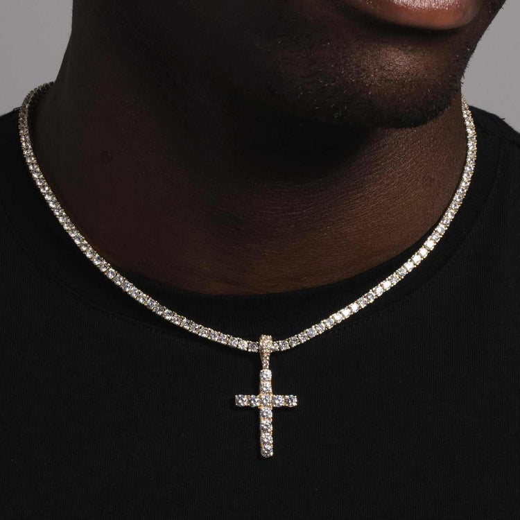 Solid Gold Diamond Cross Pendant-VS Diamonds