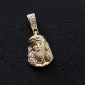 Solid Gold Iced Jesus Pendant-VS Diamonds