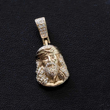 Solid Gold Iced Jesus Pendant-VS Diamonds