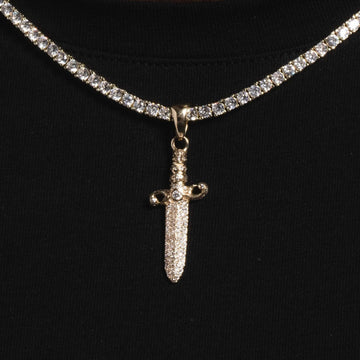 Solid Gold Iced Knife Pendant-VS Diamonds