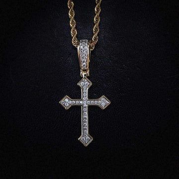 Solid Gold Iced Celtic Cross Pendant-VS Diamonds