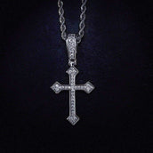 Solid Gold Iced Celtic Cross in White Gold Pendant-VS Diamonds