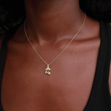 Solid Gold Micro Cherry Pendant-Si Diamonds