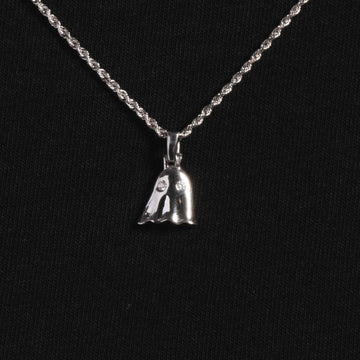 Solid White Gold Micro Ghost Pendant-VS Diamonds