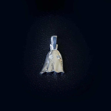 10k Solid Gold Micro Ghost Pendant in White Gold - The GLD Shop