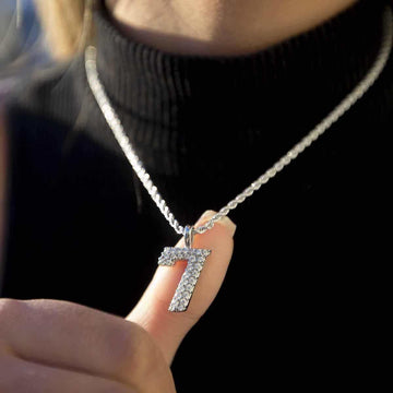 10k Solid Gold Number Pendants in White Gold - The GLD Shop