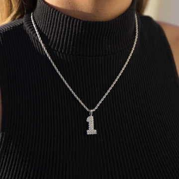 10k Solid Gold Number Pendants in White Gold - The GLD Shop