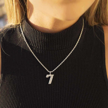 10k Solid Gold Number Pendants in White Gold - The GLD Shop