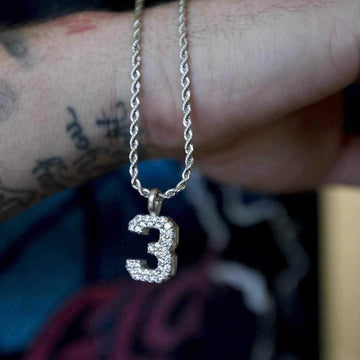 10k Solid Gold Number Pendants in White Gold - The GLD Shop