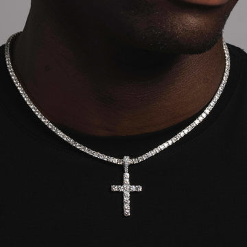 10k Solid White Gold Diamond Cross - The GLD Shop