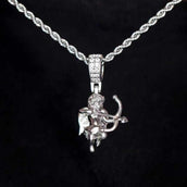 Solid White Gold Micro Cupid Pendant-VS Diamonds
