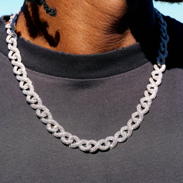 Iced Infinity Chain in White Gold - 10mm