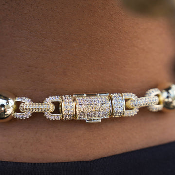 Iced Plain Ball Chain in Yellow Gold - 10mm