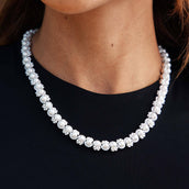 Pearl Clustered Chain in White Gold - 10MM