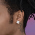10MM Square Cut Diamond Stud Earring in White Gold