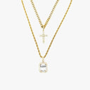 Cross and Stone Set in Yellow Gold