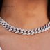 Gargantilla de eslabones cubanos de diamante en oro blanco - 12 mm