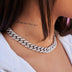 Gargantilla de eslabones cubanos de diamante en oro blanco - 12 mm