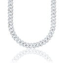 Moissanite Diamond Prong Cuban Chain in Sterling Silver - 12mm
