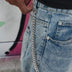 12MM Miami Cuban w/ 12MM Carabiner Pant Chain in White Gold