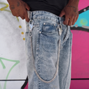 12MM Miami Cuban w/ 65MM Carabiner Pant Chain in White Gold
