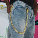 12MM Miami Cuban w/ 65MM Carabiner Pant Chain in Yellow Gold