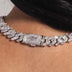 12mm Mixed Stone Diamond Cuban Necklace- White Gold