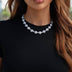 Iced Clustered Pearl Flower Necklace in White Gold - 12MM