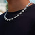 Iced Clustered Pearl Flower Chain in White Gold - 12MM