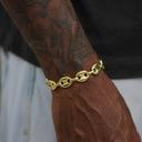 Pulsera de eslabones marineros hinchados de oro amarillo - 12 mm