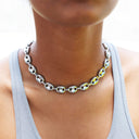 Collar de cadena Mariner abultada de oro blanco - 12 mm