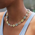 Collar de cadena marinera hueca en oro amarillo, rosa y blanco - 12 mm
