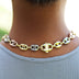 Collar de cadena marinera hueca en oro amarillo, rosa y blanco - 12 mm