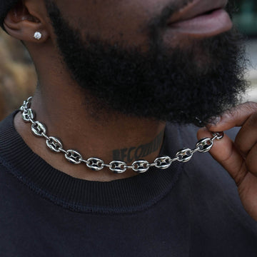 Puffed Mariner Chain in White Gold - 12mm