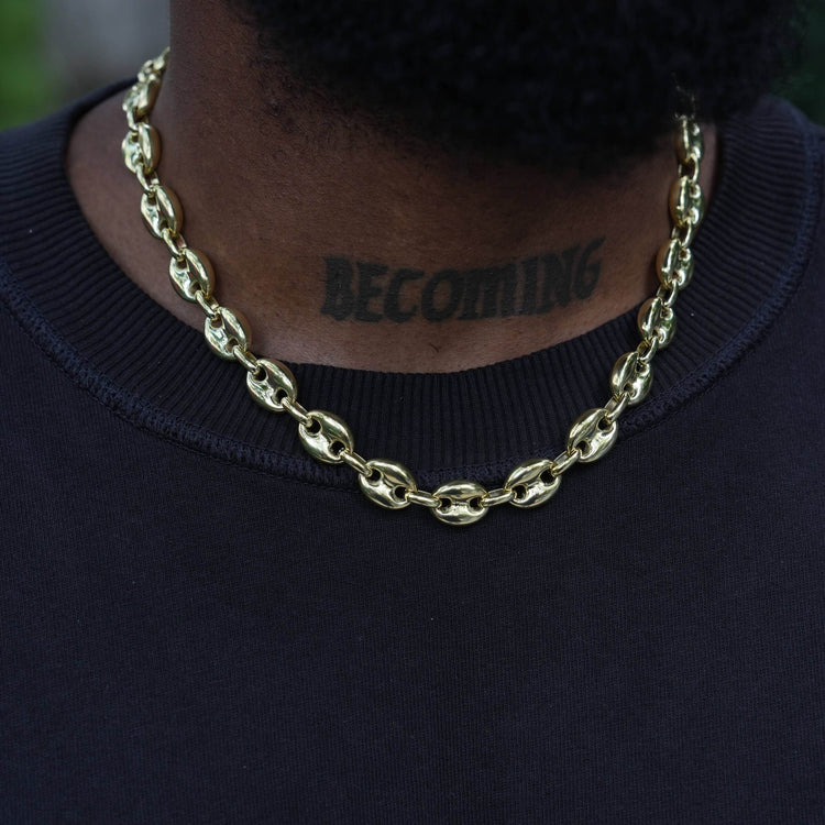 Puffed Mariner Chain in Yellow Gold - 12mm- The GLD Shop