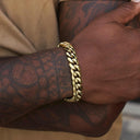 Pulsera de eslabones cubanos Signature de oro amarillo - 12mm